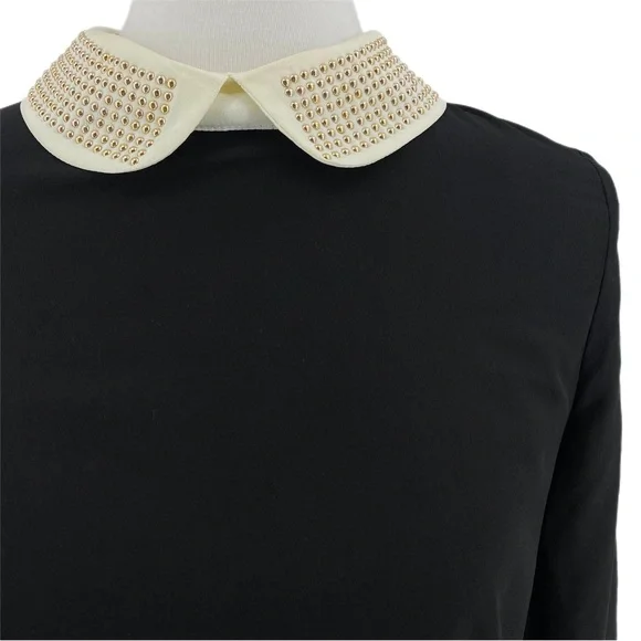 I. Madeline Black & Cream Beaded Trim Long Sleeve Shirt - Picture 2 of 7